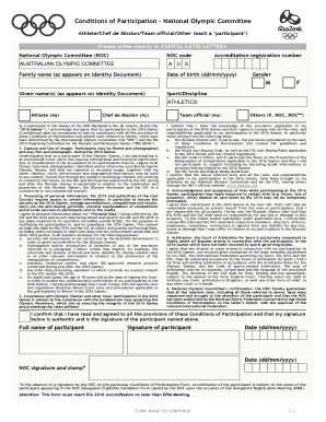 Conditions de Participation – Comité National Olympique