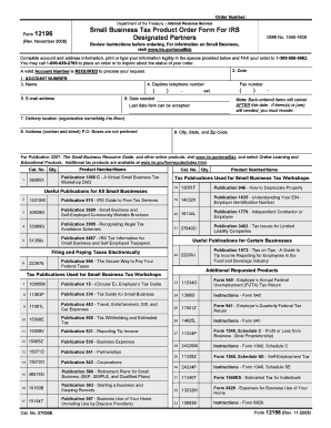 IRS Form 12196 Small Business Tax Product Order