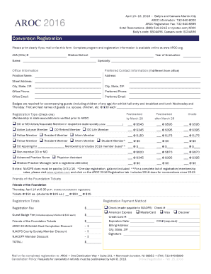 AROC 2016 Registration Form