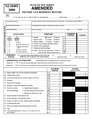 New Jersey Amended Income Tax Resident Return