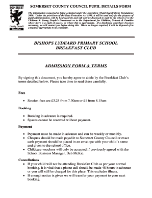 Somerset County Council Pupil Details Form