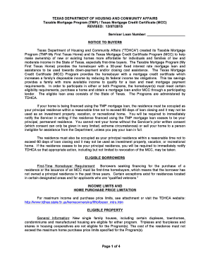 Texas Taxable Mortgage Program Notice to Buyers