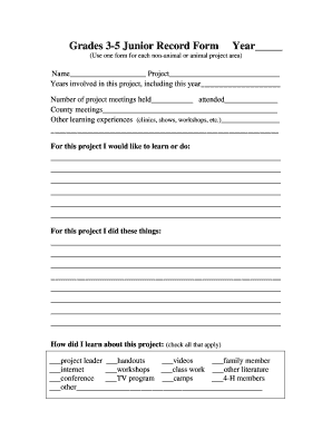 Grades 3-5 Junior Record Form