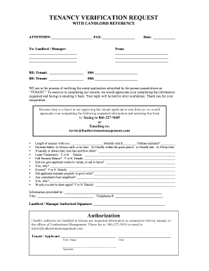 Tenancy Verification Request with Landlord Reference