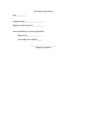 City Tax Withholding Form