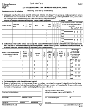 2015–16 Household Application for Free and Reduced-Price Meals