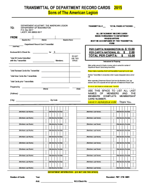 Department Record Card Transmittal Form