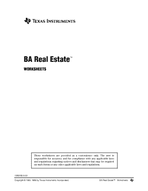 BA Real Estate Mortgage Worksheets