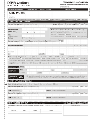 DSP BlackRock Mutual Fund Application Form