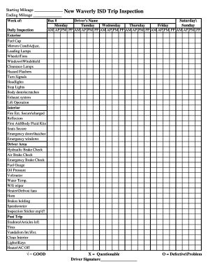 School Bus Trip Inspection Form