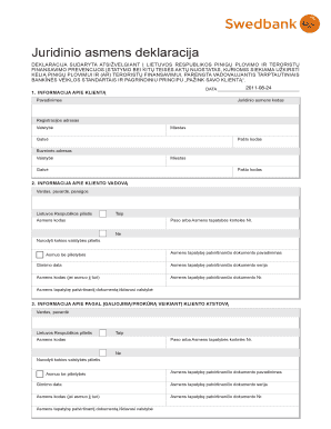 Lithuanian Legal Entity Declaration Form