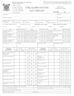 Fire Alarm System Maintenance Checklist