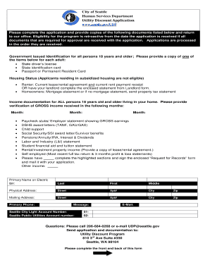 City of Seattle Utility Discount Application