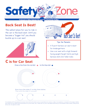 Kindergarten Car Safety Activity Sheet