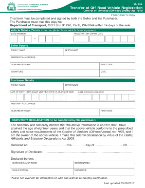 Western Australia Off-Road Vehicle Registration Transfer