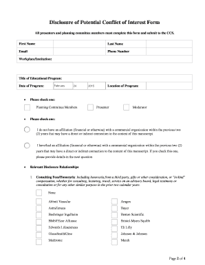 Disclosure of Potential Conflict of Interest Form