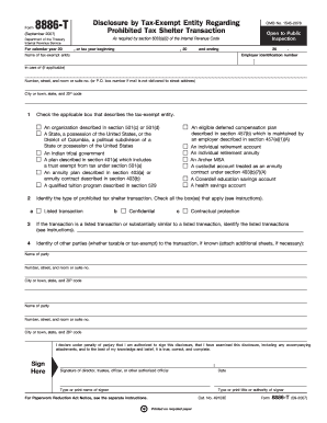 Form 8886-T Prohibited Tax Shelter Transaction Disclosure