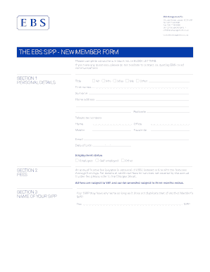 EBS SIPP New Member Form