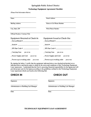Springdale Public School District Technology Equipment Agreement