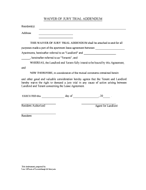 Waiver of Jury Trial Addendum