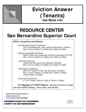 California Eviction Answer Form