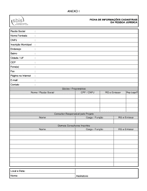 FICHA DE INFORMAÇÕES CADASTRAIS DA PESSOA JURÍDICA