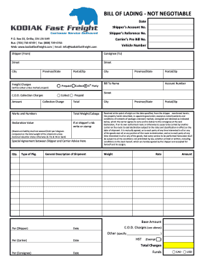 Bill of Lading Non-Negotiable