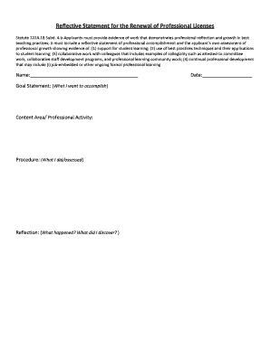 Reflective Statement for Professional License Renewal