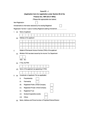 Form ST-1 Application for Service Tax Registration