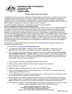 Australian Domestic Helper Tourist Visa Checklist