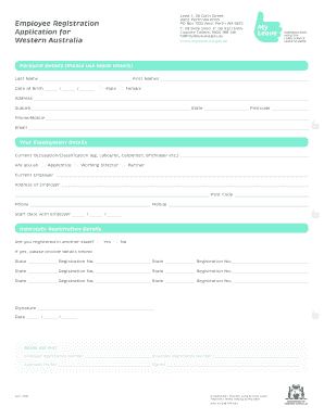 Construction Industry Long Service Leave Employee Registration Form