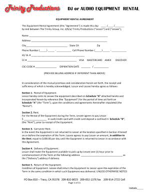 DJ or Audio Equipment Rental Agreement
