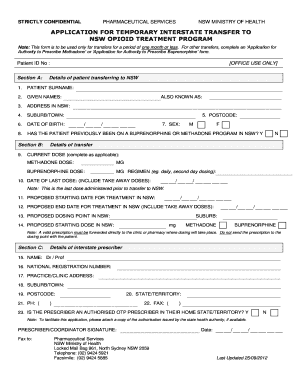NSW Opioid Treatment Transfer Application