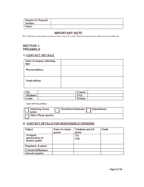 Pharmaceutical Product Questionnaire