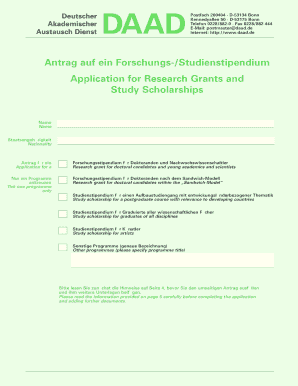 Antrag auf ein Forschungs-/Studienstipendium