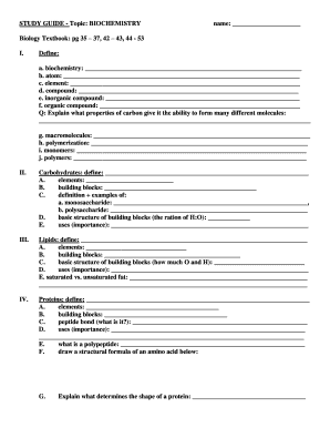 Biochemistry Study Guide