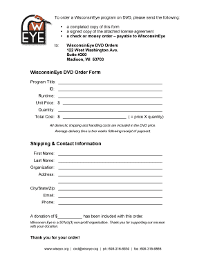 WisconsinEye DVD Order Form