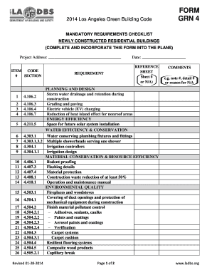 2014 Los Angeles Green Building Code Mandatory Requirements Checklist