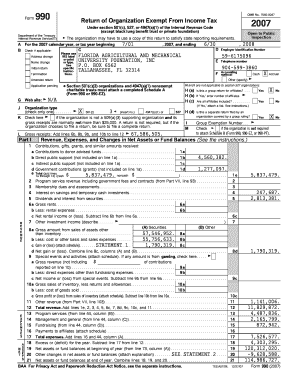 Form 990 Return of Organization Exempt From Income Tax 2007