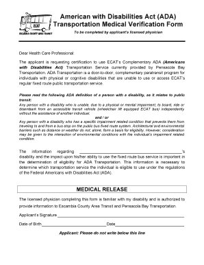 ADA Transportation Medical Verification Form
