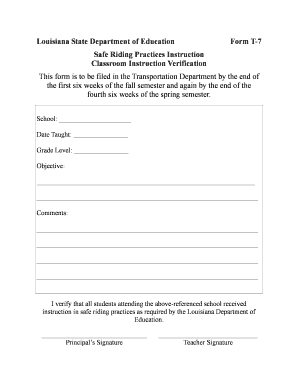Louisiana Safe Riding Practices Instruction Verification