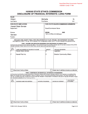Hawaii State Ethics Commission Disclosure Form