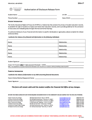 Authorization of Disclosure Release Form