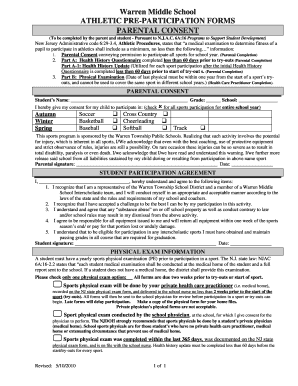 New Jersey Athletic Pre-Participation Forms