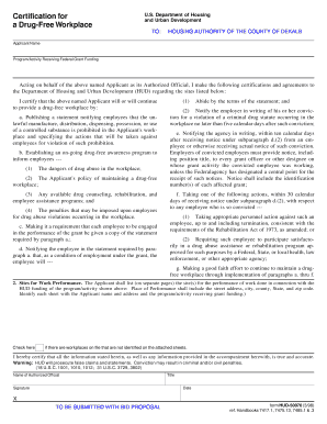 HUD Drug-Free Workplace Certification