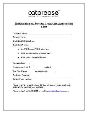 Horizon Business Services Credit Card Authorization Form