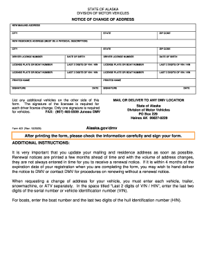 Alaska Change of Address Notice