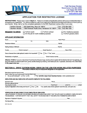 Nevada Restricted License Application