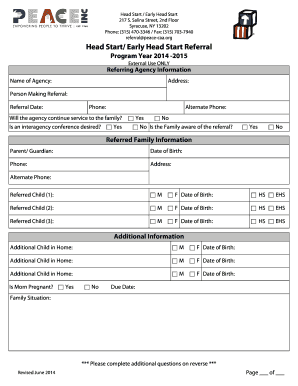 Head Start Early Head Start Referral Form
