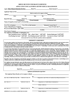 California Motor Vehicle Dealer Bond Application